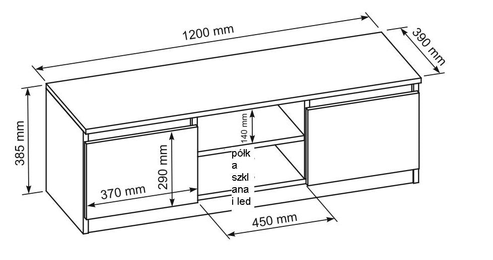 Bianca, moderner TV-Ständer, 120 cm, 2 Farben. Farbe: Weiß; Maße: 120/39/38