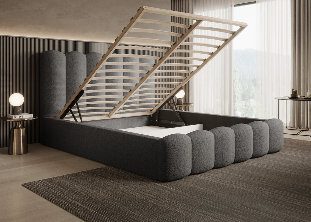 Romera Polsterbett mit Bettkasten und höhenverstellbarem Metallrahmen