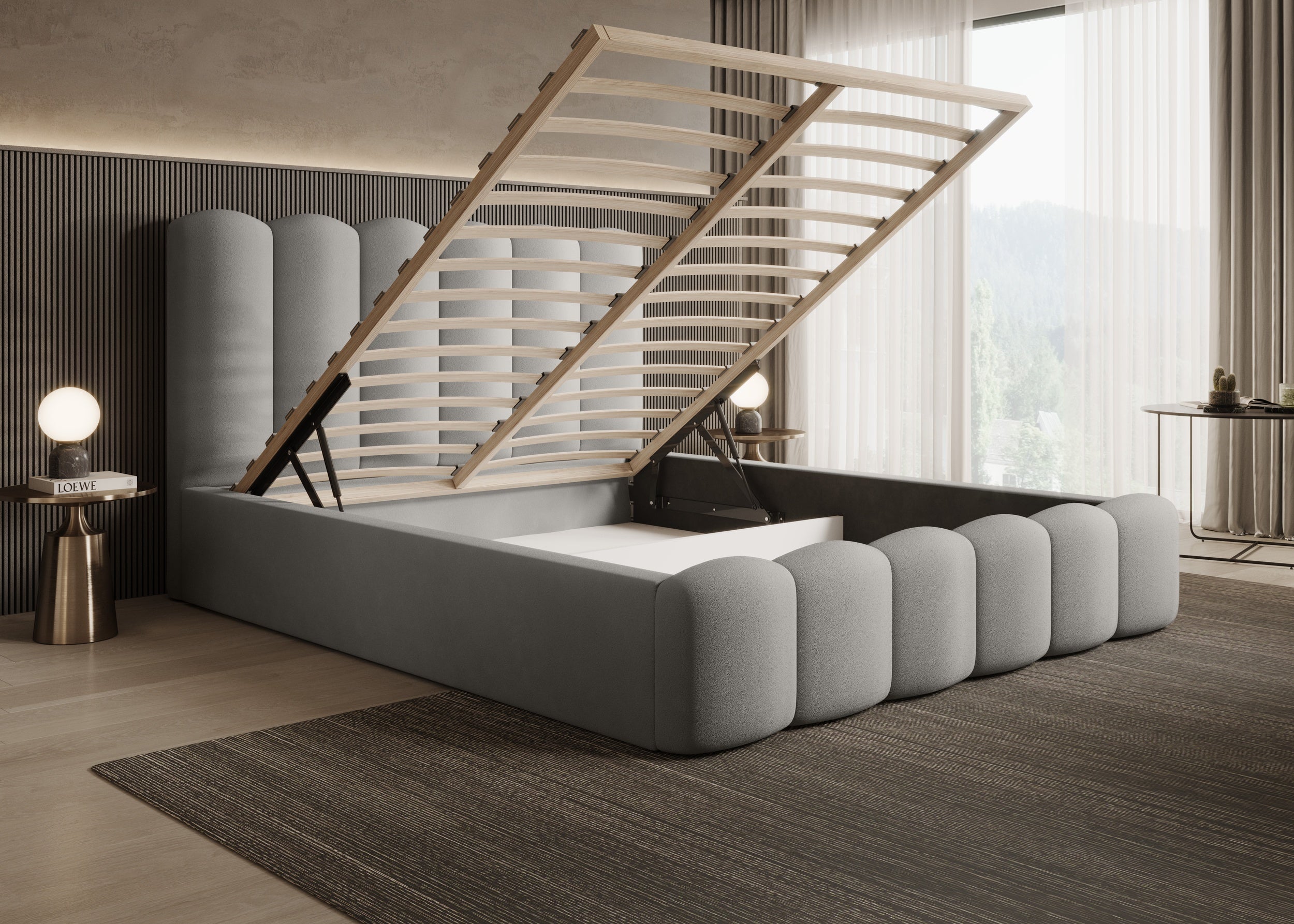 Romera Polsterbett mit Bettkasten und höhenverstellbarem Metallrahmen