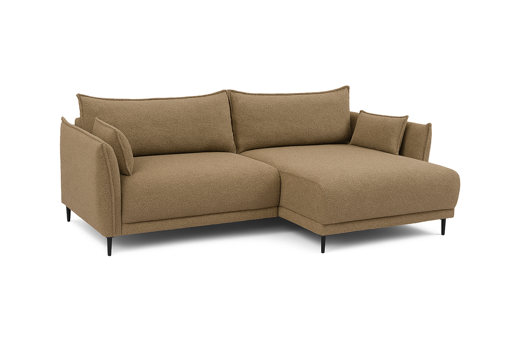 Naroznik Sereno L - pojemnik na pościel funkcja spania tkanina boucle