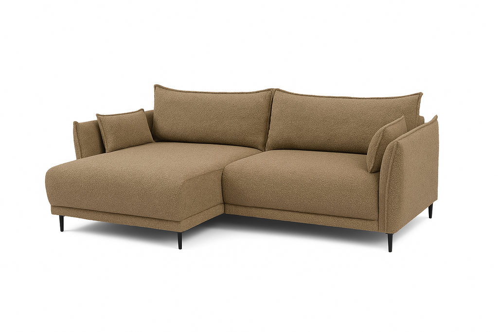 Naroznik Sereno L - pojemnik na pościel funkcja spania tkanina boucle