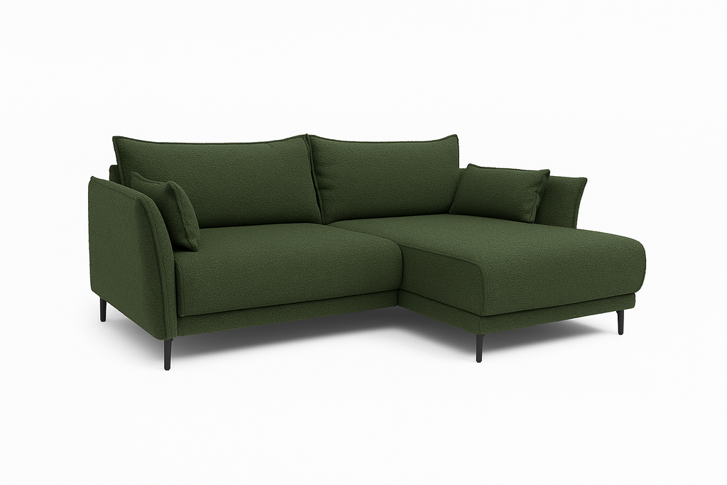 Naroznik Sereno L - pojemnik na pościel funkcja spania tkanina boucle