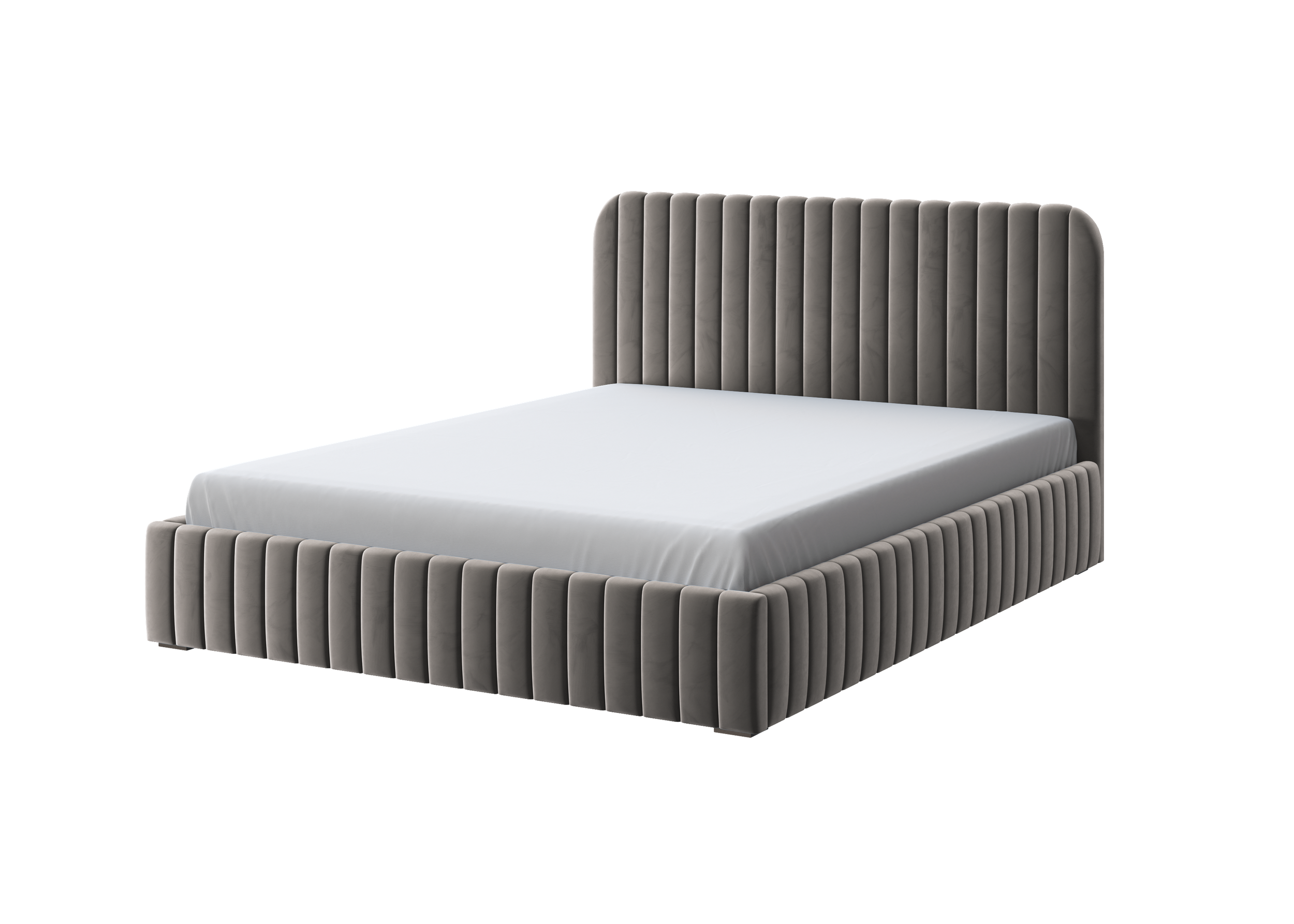 Polsterbett Salira mit Stauraum, grauer Velluto-Stoff, Metallgestell