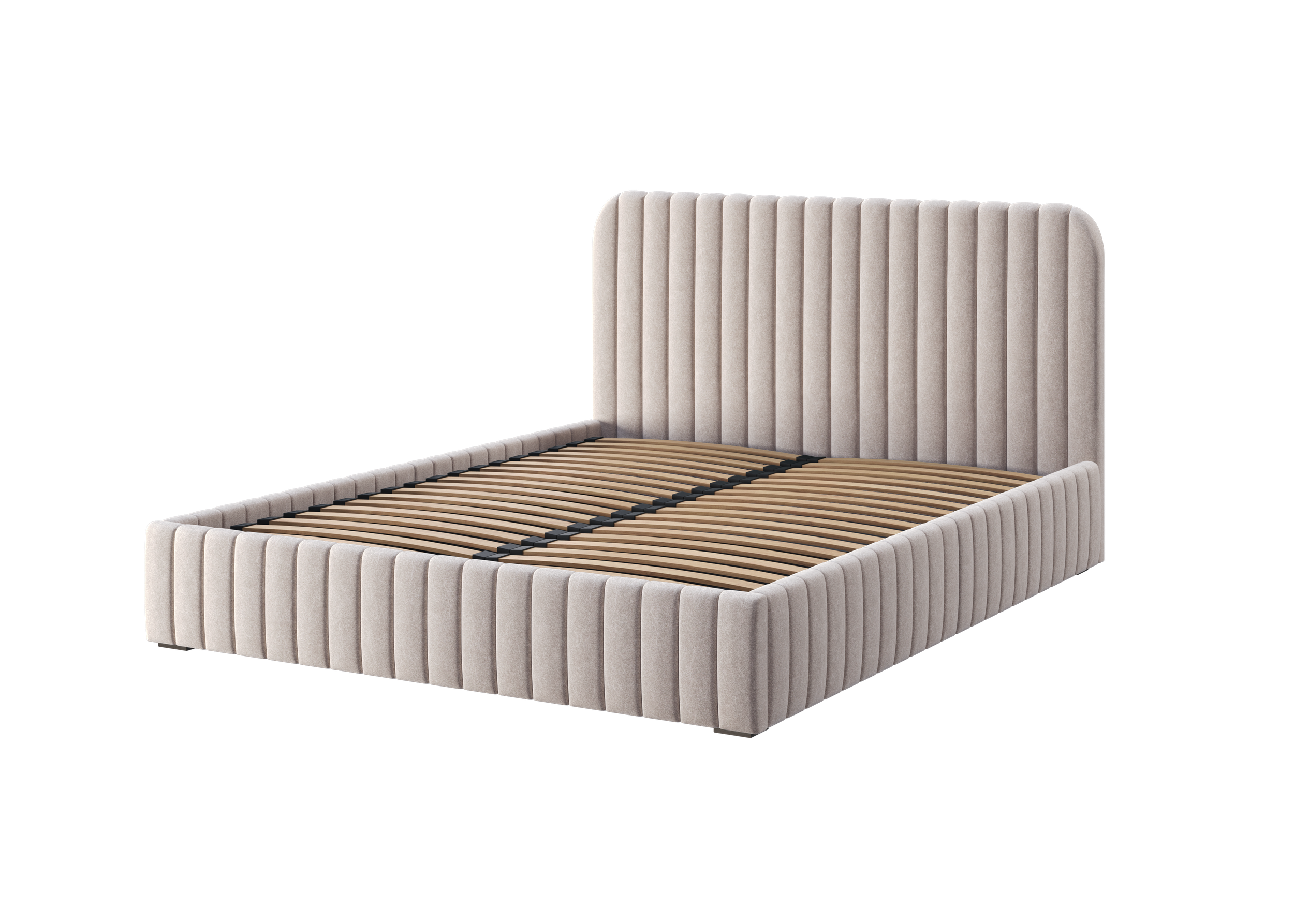 Salira Polsterbett mit Stauraum, beige, pflegeleichter Bezug, Gestell aus Metall