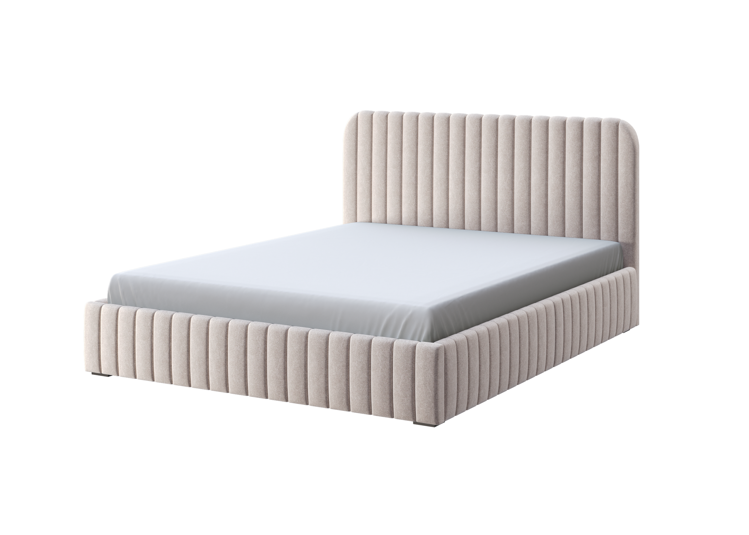 Salira Polsterbett mit Stauraum, beige, pflegeleichter Bezug, Gestell aus Metall