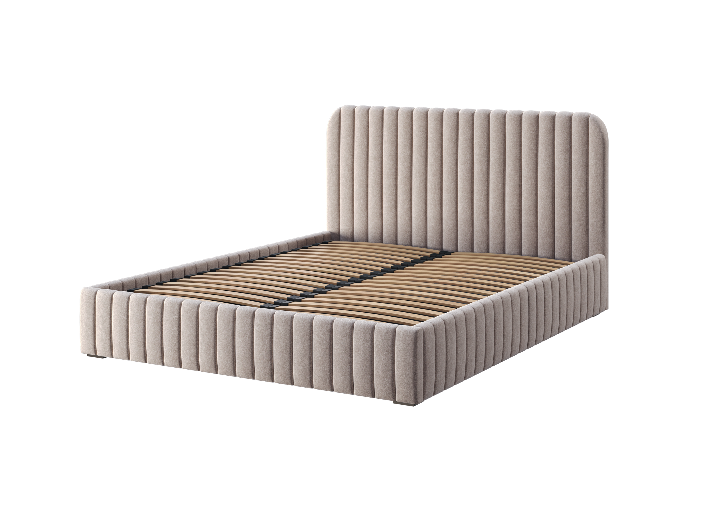 Salira Polsterbett mit Stauraum, grauer, pflegeleichter Bezug, Gestell aus Metall