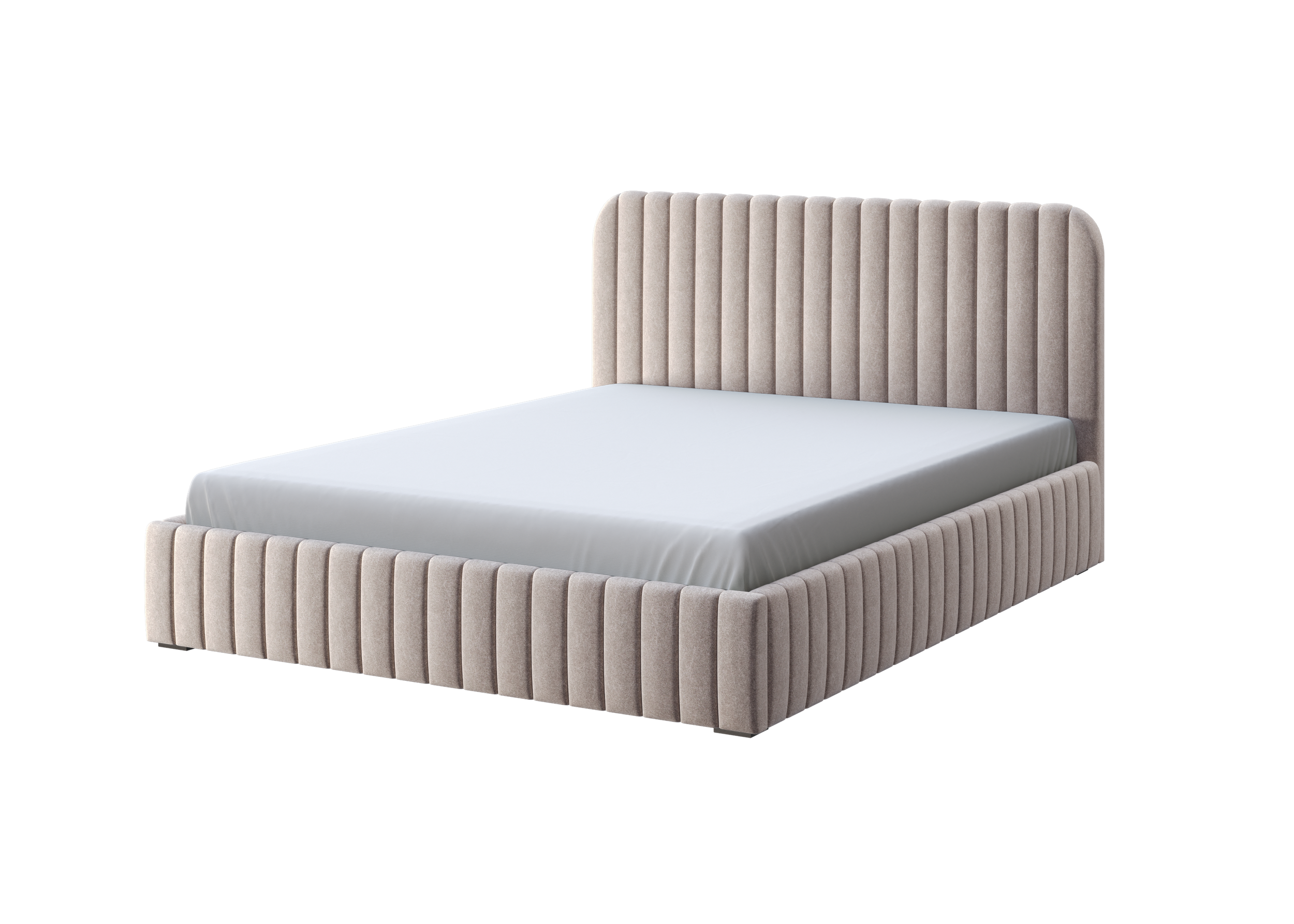 Salira Polsterbett mit Stauraum, grauer, pflegeleichter Bezug, Gestell aus Metall