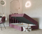 Seli Jugendbett mit Matratze und Bettkasten, Bezug aus Fantasy-Samt