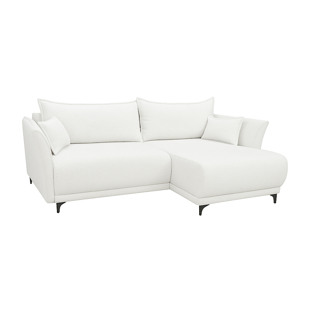 Naroznik Sereno L - pojemnik na pościel funkcja spania tkanina boucle