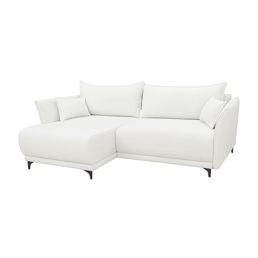 Naroznik Sereno L - pojemnik na pościel funkcja spania tkanina boucle