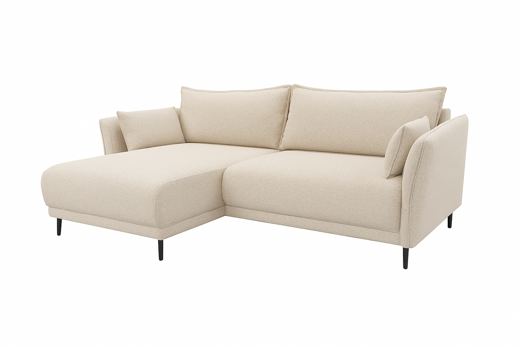 Naroznik Sereno L - pojemnik na pościel funkcja spania tkanina boucle