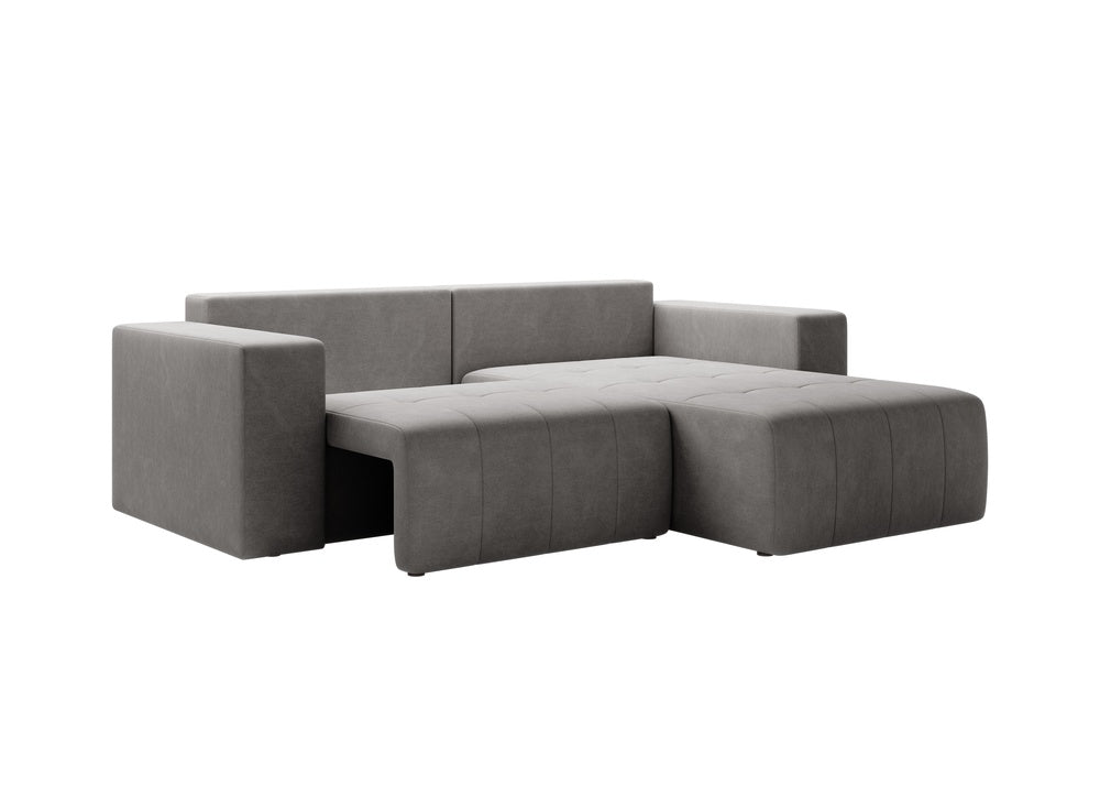 Softino L-förmiges Ecksofa – mit Schlaffunktion und Bettkasten, Stoffelement, Samt