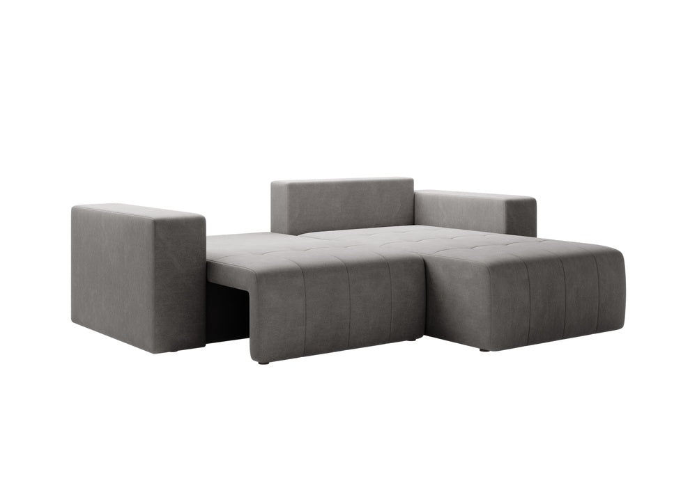 Softino L-förmiges Ecksofa – mit Schlaffunktion und Bettkasten, Stoffelement, Samt