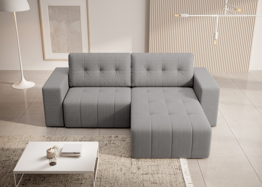 Softino L-förmiges Ecksofa – mit Schlaffunktion und Bettkasten, Stoffelement, Samt