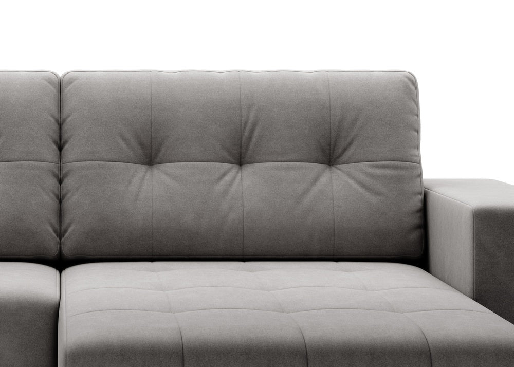 Softino L-förmiges Ecksofa – mit Schlaffunktion und Bettkasten, Stoffelement, Samt