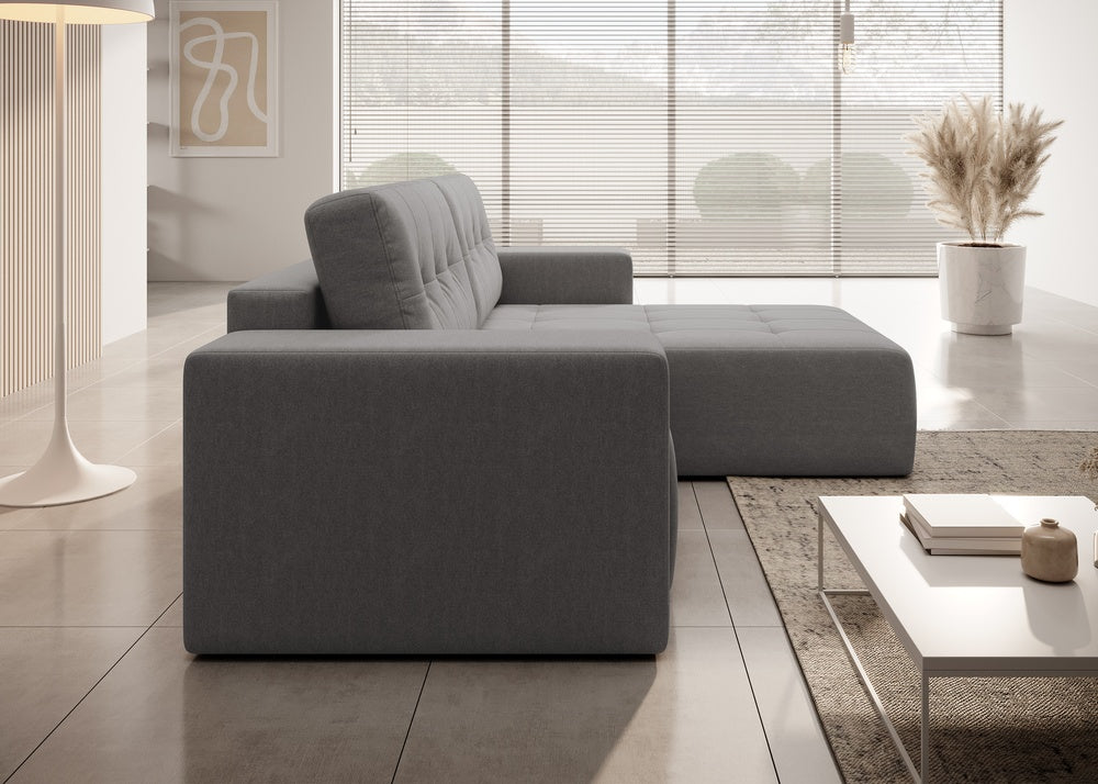 Softino L-förmiges Ecksofa – mit Schlaffunktion und Bettkasten, Stoffelement, Samt