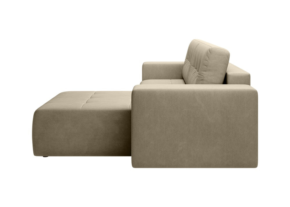 Softino L-förmiges Ecksofa – mit Schlaffunktion und Bettkasten, Stoffelement, Samt