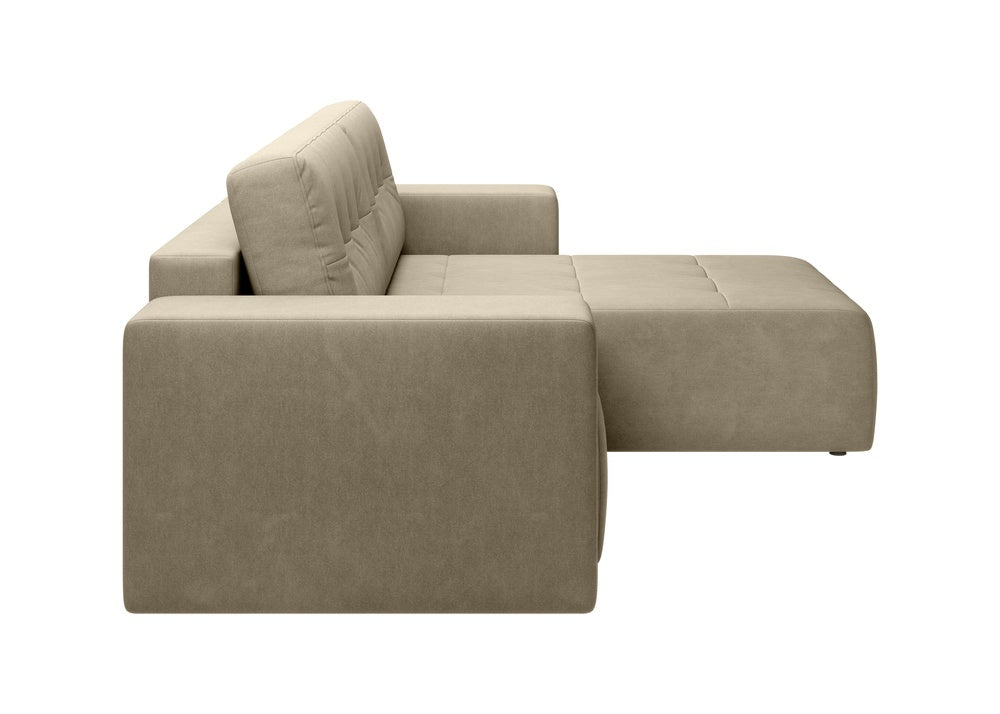 Softino L-förmiges Ecksofa – mit Schlaffunktion und Bettkasten, Stoffelement, Samt