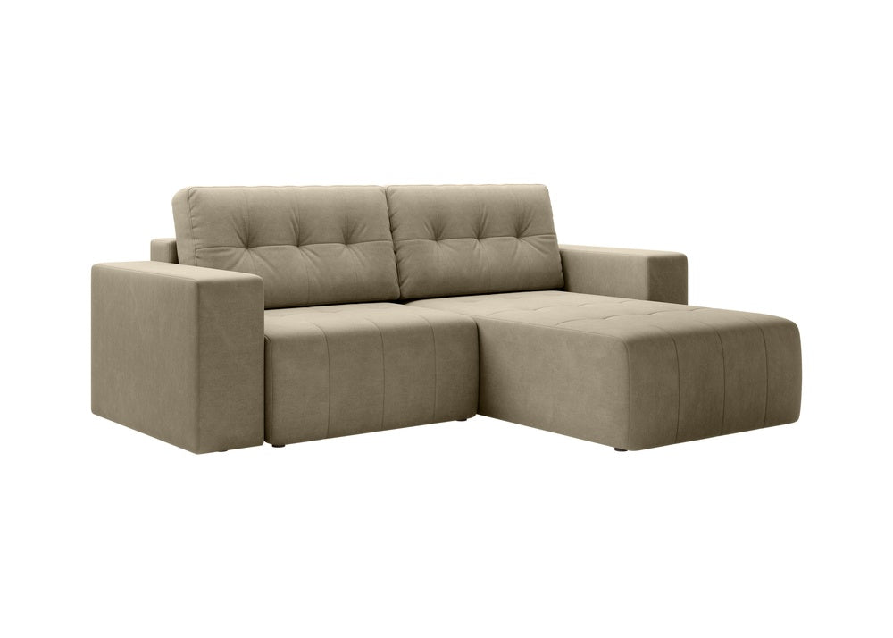 Softino L-förmiges Ecksofa – mit Schlaffunktion und Bettkasten, Stoffelement, Samt