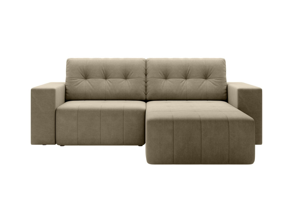 Softino L-förmiges Ecksofa – mit Schlaffunktion und Bettkasten, Stoffelement, Samt