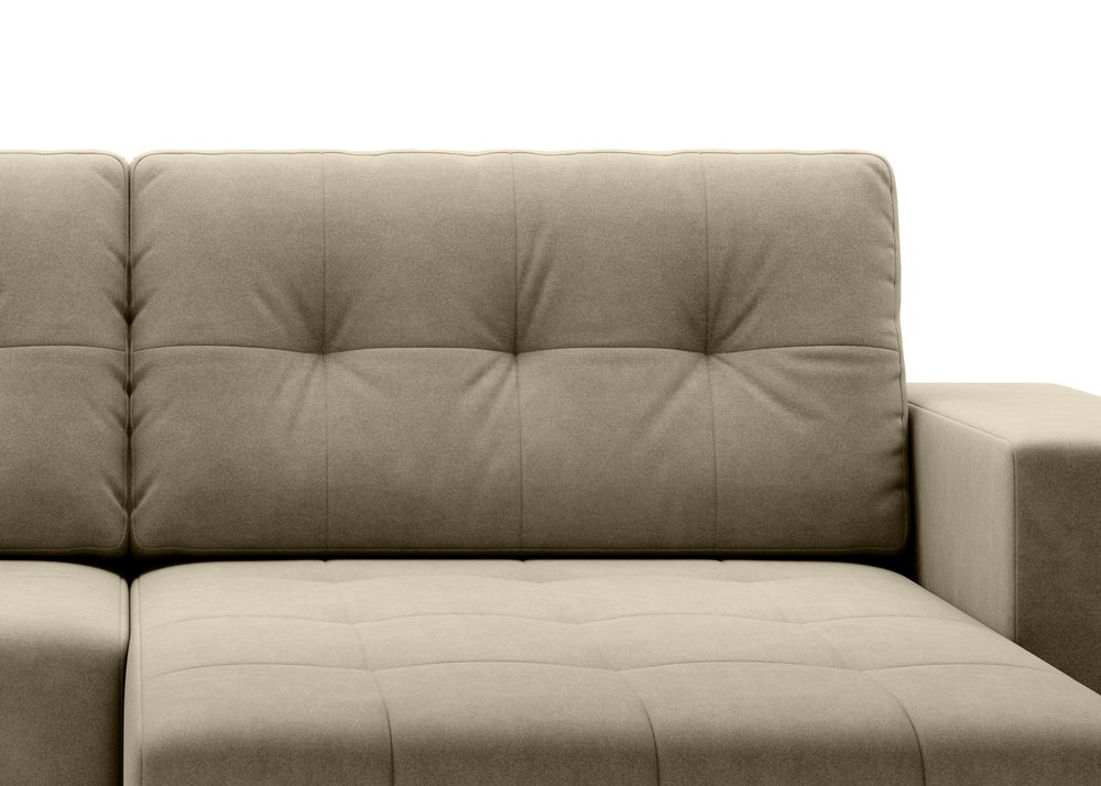 Softino L-förmiges Ecksofa – mit Schlaffunktion und Bettkasten, Stoffelement, Samt