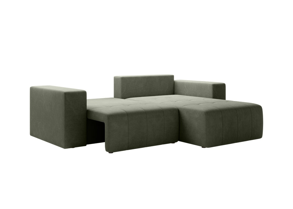 Softino L-förmiges Ecksofa – mit Schlaffunktion und Bettkasten, Stoffelement, Samt