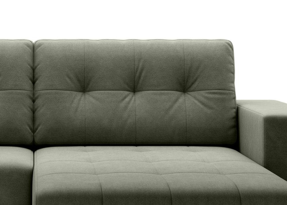 Softino L-förmiges Ecksofa – mit Schlaffunktion und Bettkasten, Stoffelement, Samt