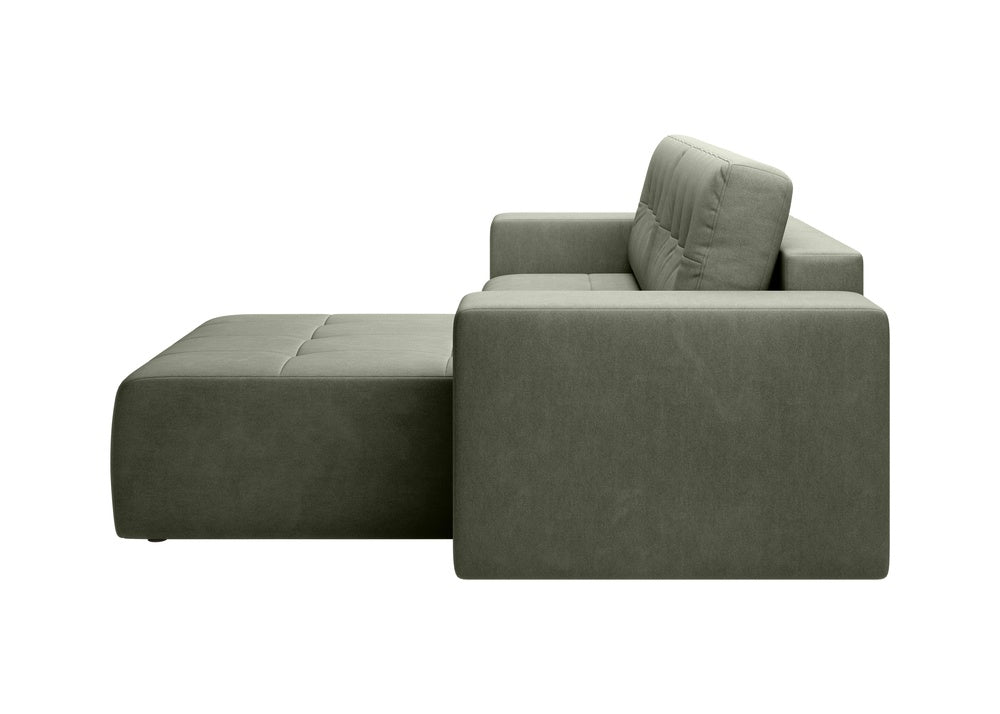 Softino L-förmiges Ecksofa – mit Schlaffunktion und Bettkasten, Stoffelement, Samt