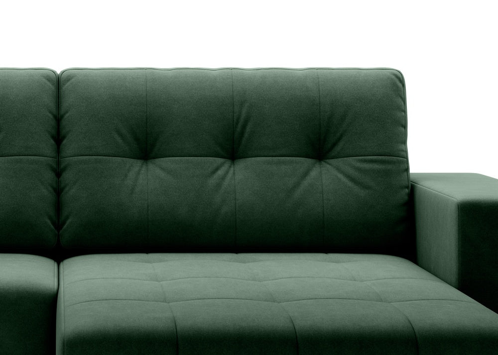 Softino L-förmiges Ecksofa – mit Schlaffunktion und Bettkasten, Stoffelement, Samt