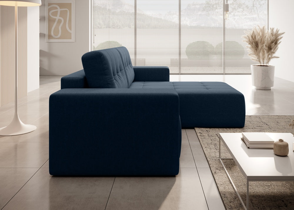 Softino L-förmiges Ecksofa – mit Schlaffunktion und Bettkasten, Stoffelement, Samt