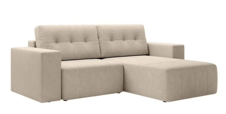 Softino L-förmiges Ecksofa – mit Schlaffunktion und Bettkasten, Stoffelement, Samt