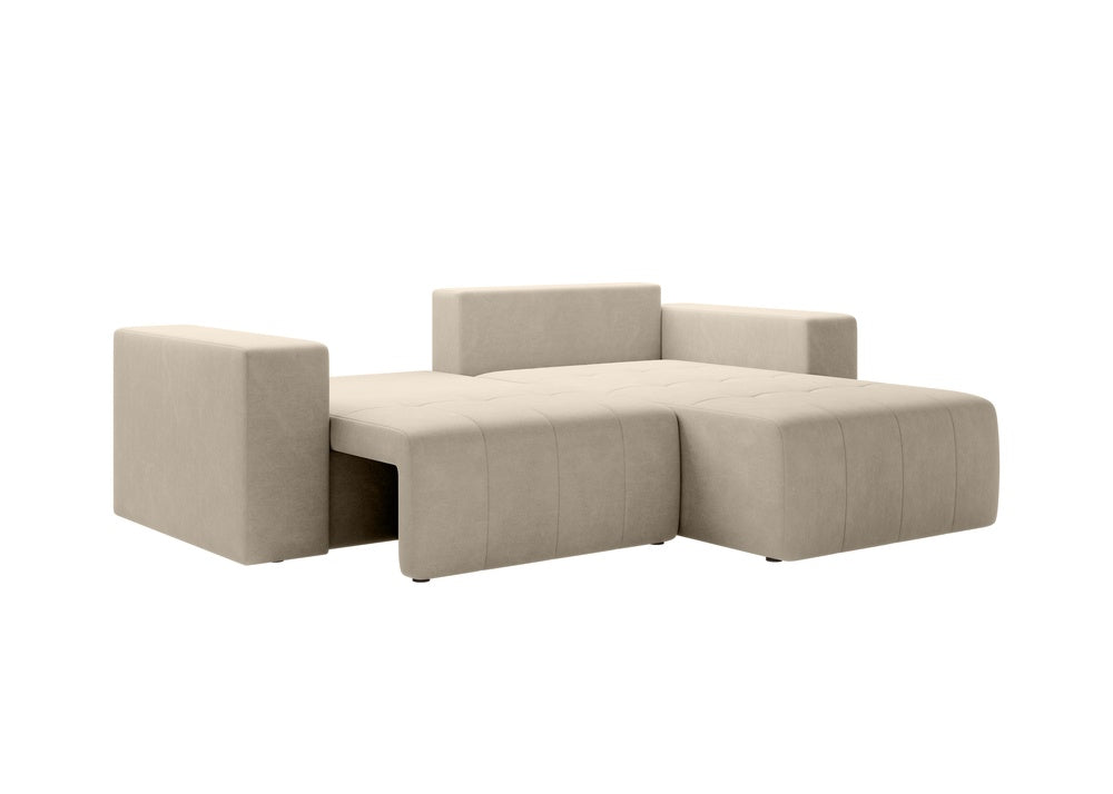 Softino L-förmiges Ecksofa – mit Schlaffunktion und Bettkasten, Stoffelement, Samt