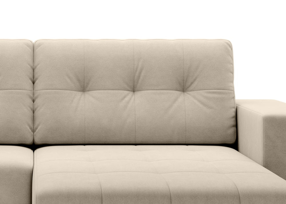 Softino L-förmiges Ecksofa – mit Schlaffunktion und Bettkasten, Stoffelement, Samt