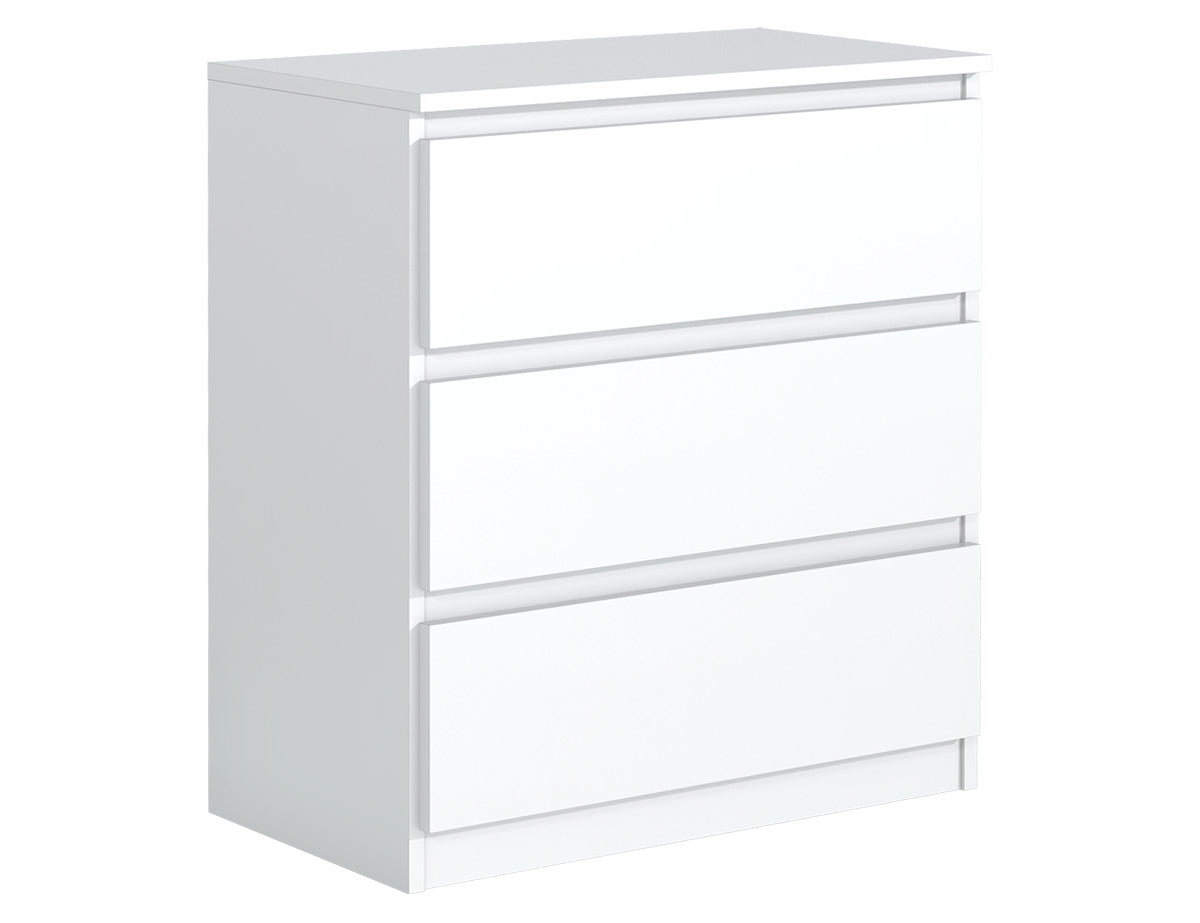Alba – eine stilvolle Kommode mit 3 Schubladen, erhältlich in 3 Farben. Farbe: Weiß