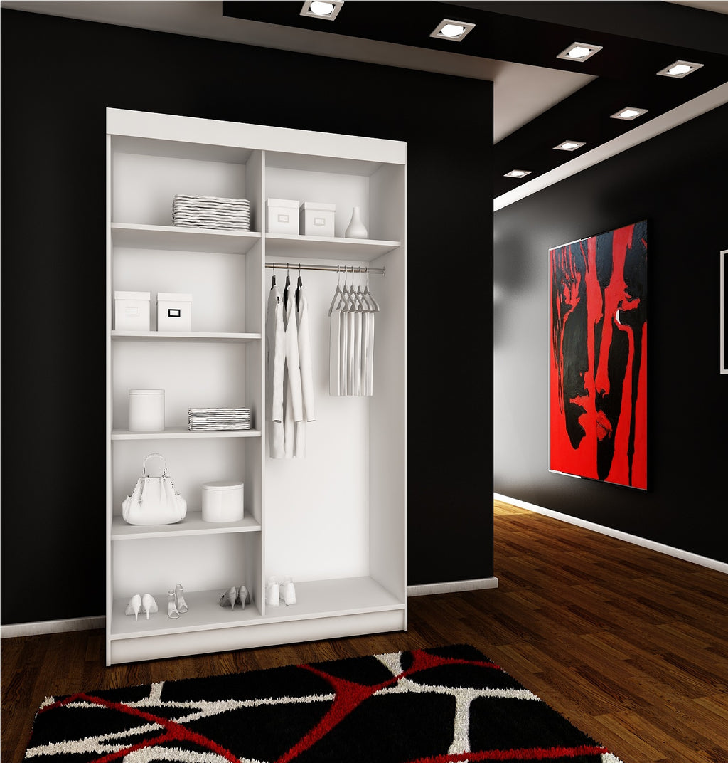 ARI 2 Kleiderschrank, 100 cm breit, in 3 Farben. Farbe: Weiß; Maße: 100 x 200 x 62 cm