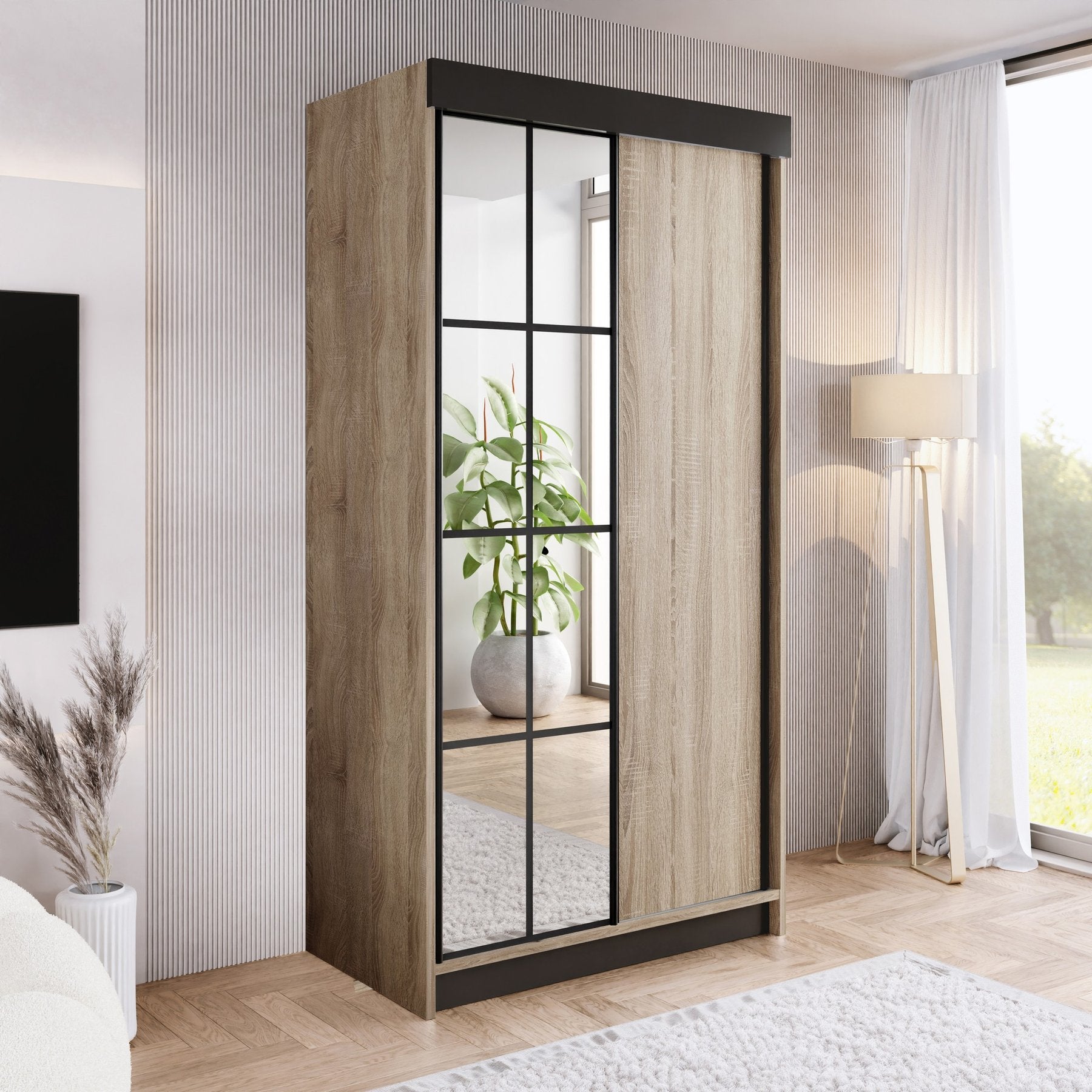 ARI 1 Kleiderschrank, 100 cm breit, in 3 Farben. Farbe: Weiß; Maße: 100 x 200 x 62 cm