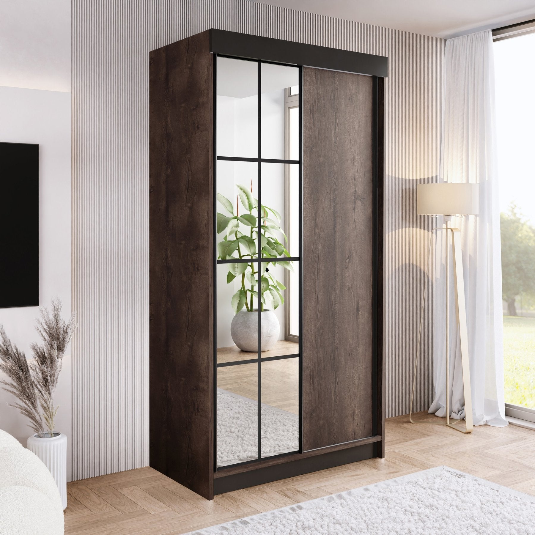 ARI 1 Kleiderschrank, 100 cm breit, in 3 Farben. Farbe: Weiß; Maße: 100 x 200 x 62 cm