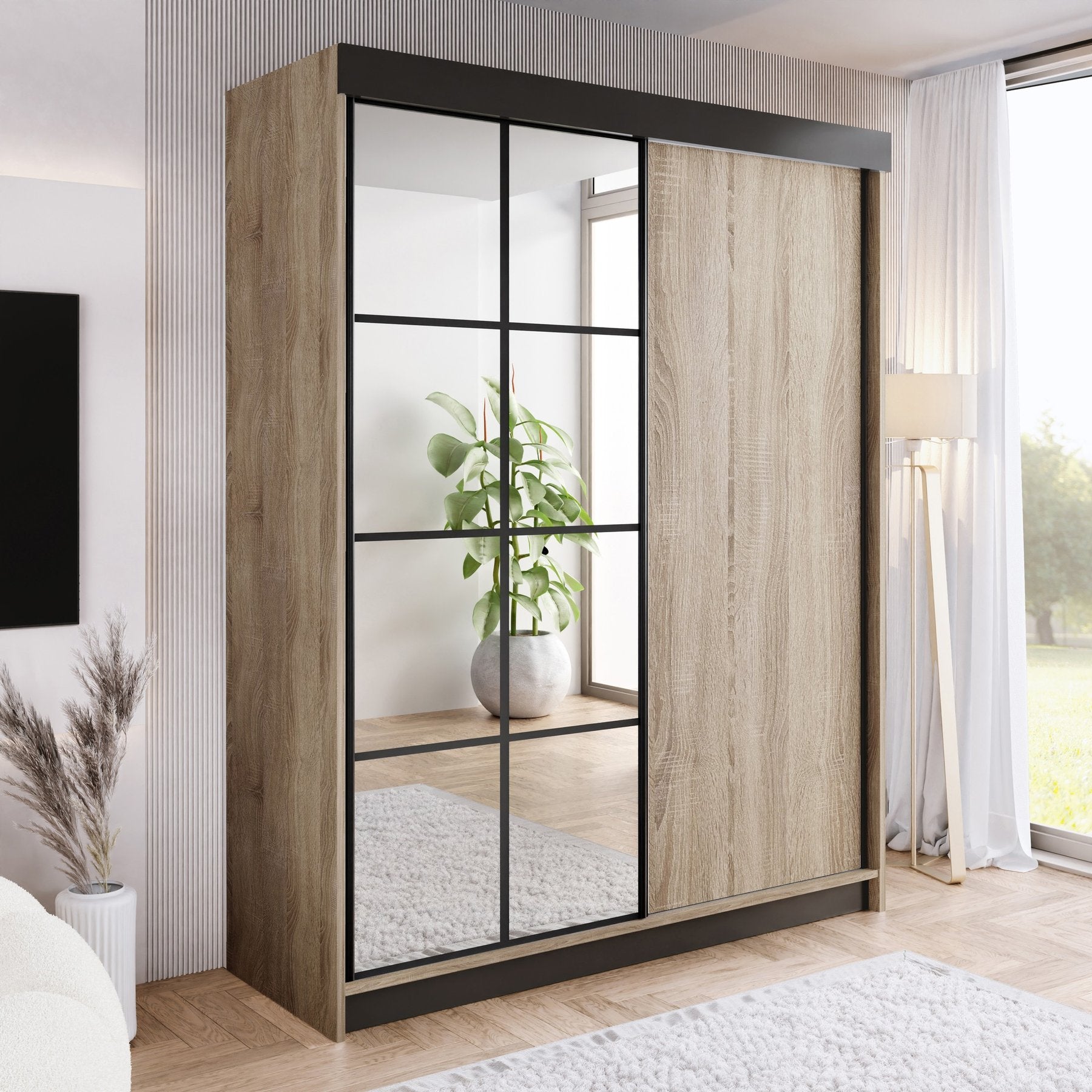 ARI 1 Kleiderschrank, 200 cm, in 3 Farben. Farbe: Weiß; Maße: 200 x 200 x 62 cm