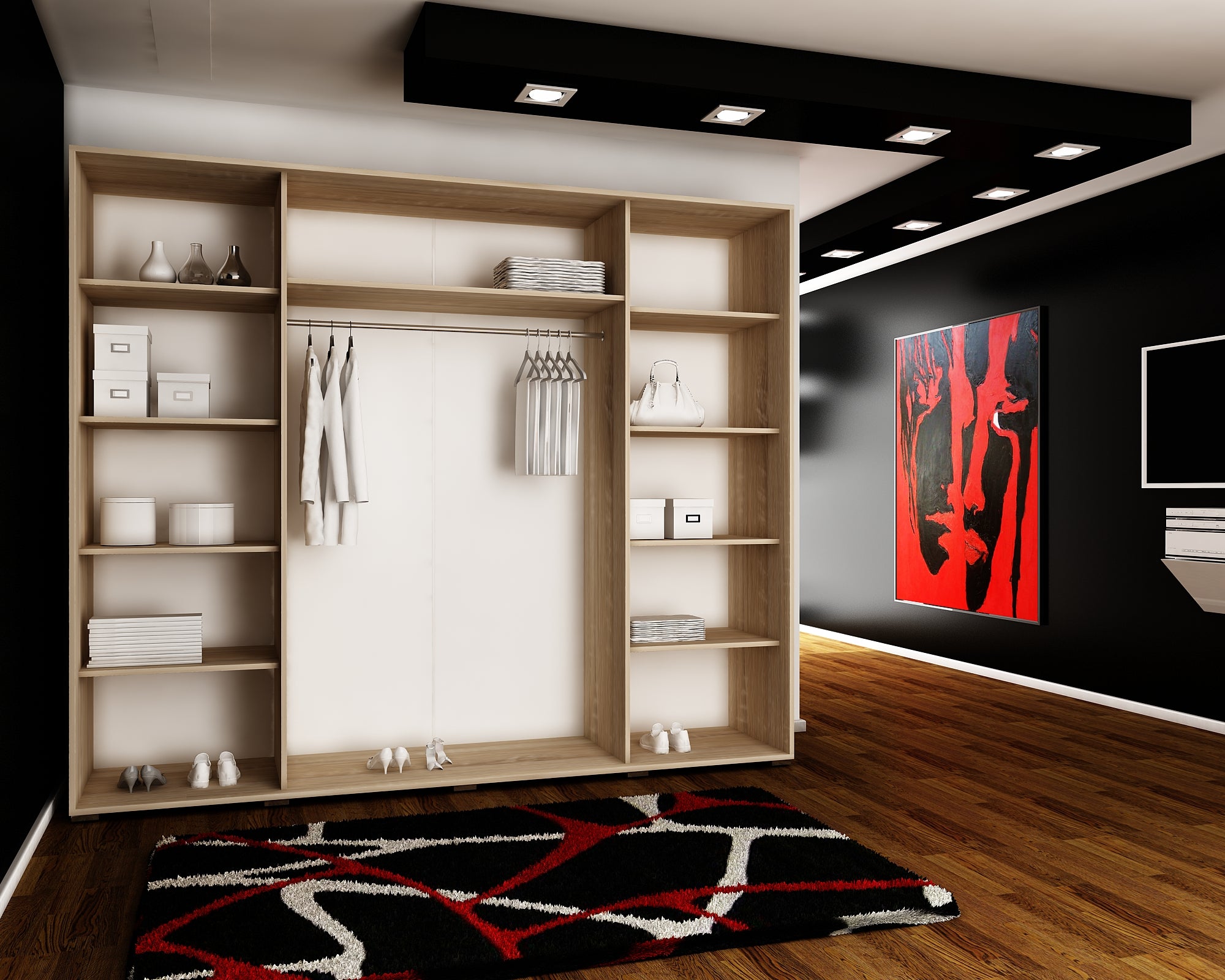 ARI 2 Kleiderschrank, 250 cm, in 3 Farben. Farbe: Weiß; Maße: 250 x 200 x 62 cm