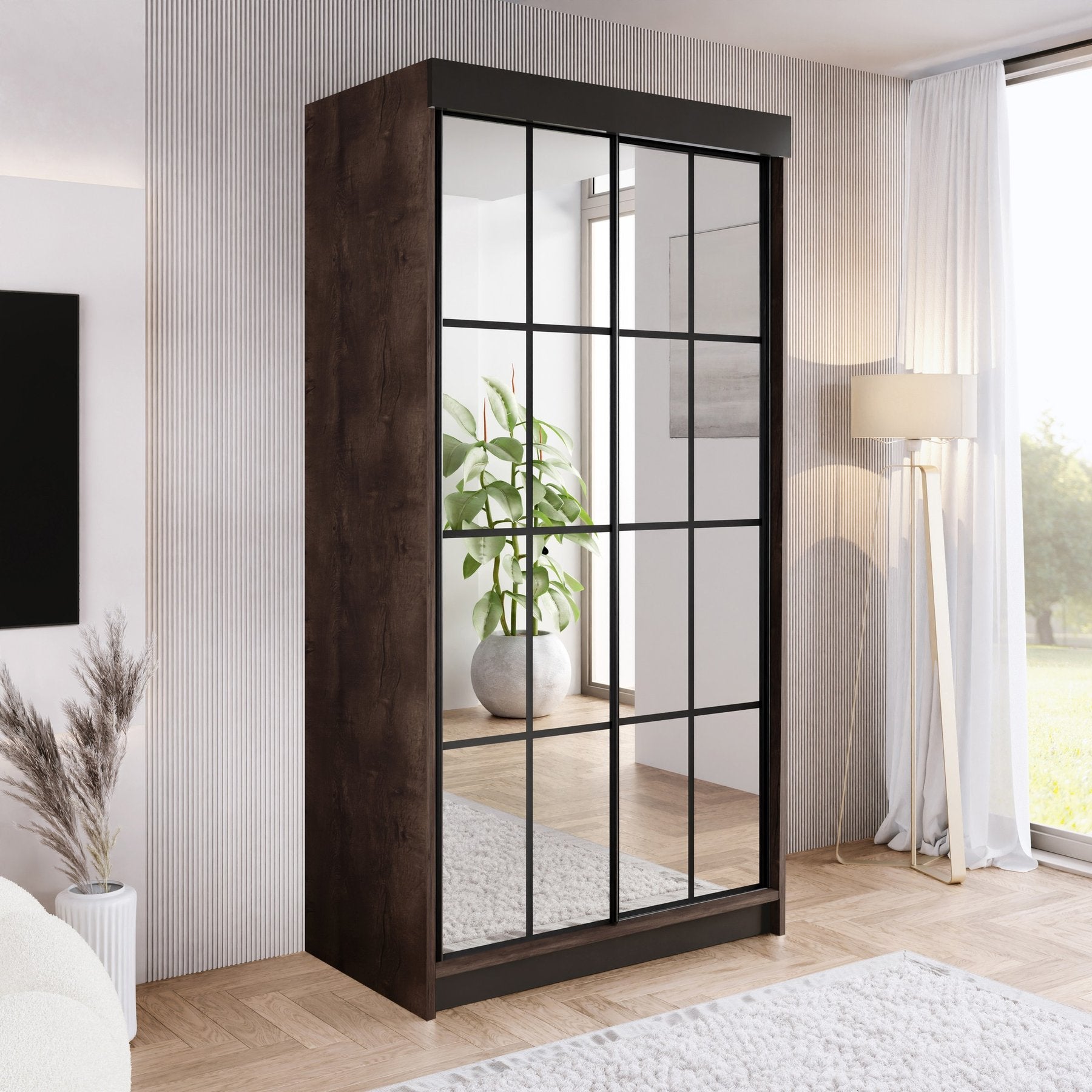 ARI 2 Kleiderschrank, 100 cm breit, in 3 Farben. Farbe: Weiß; Maße: 100 x 200 x 62 cm