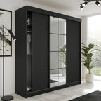 Kleiderschrank LAMARO 250, Spiegel, 4 Farben, 250 cm. Farbe: Weiß; Maße: 250 x 205 x 59 cm