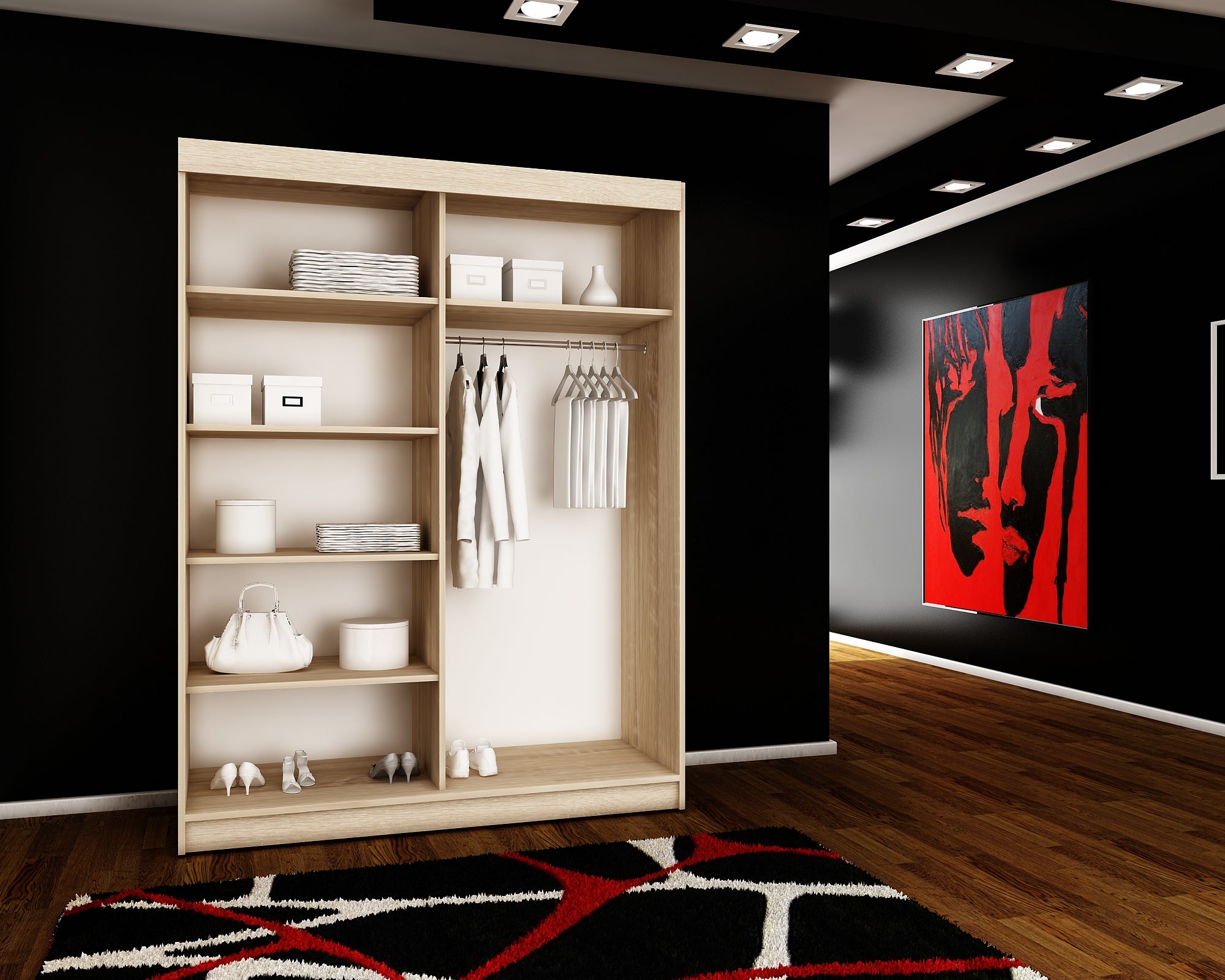 Kleiderschrankoberteil 8, 150 cm, 3 Farben. Farbe: Weiß; Maße: 150 x 200 x 62 cm