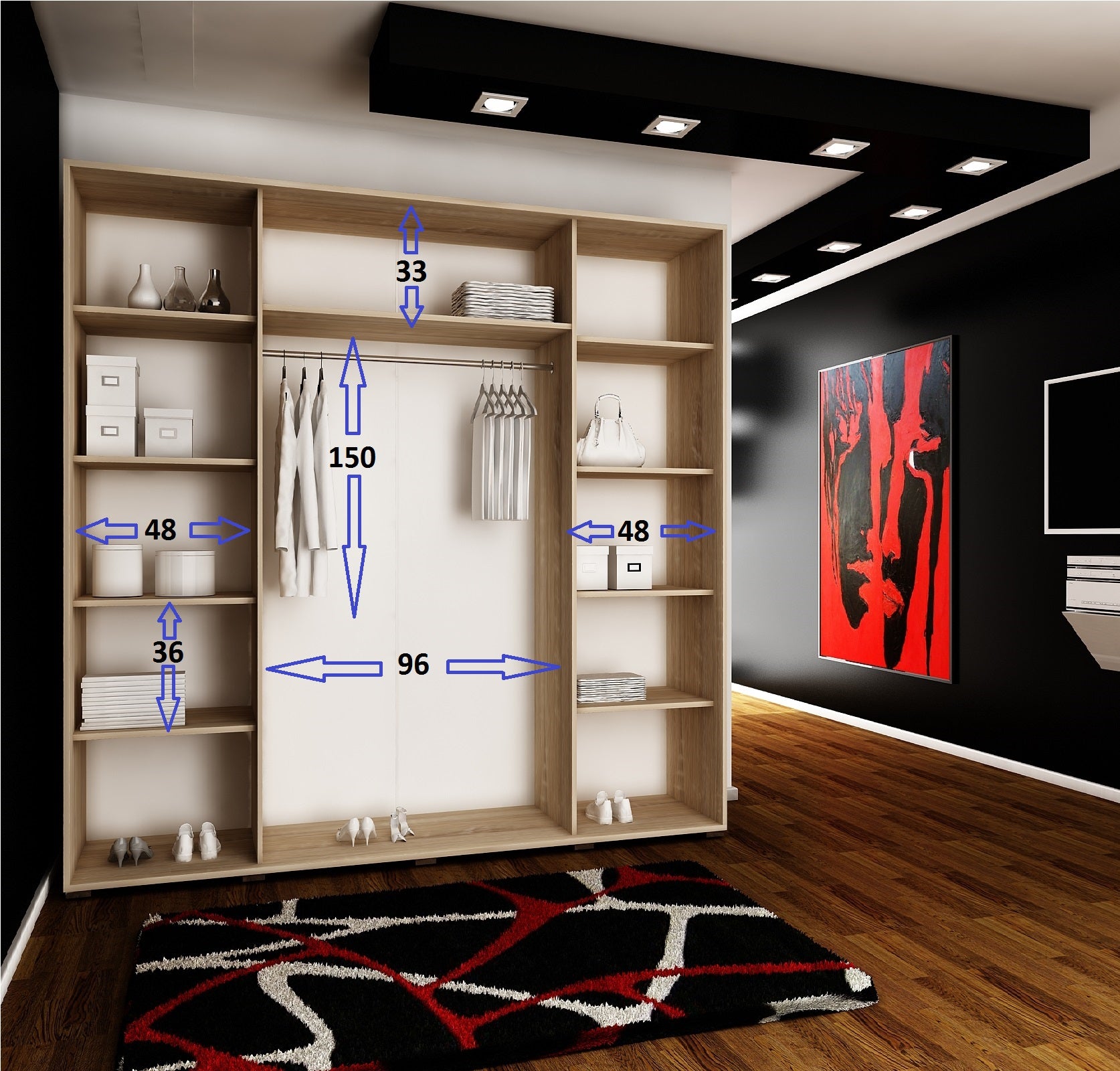 Kleiderschrankoberteil 6 200 cm 3 Farben. Farbe: Weiß; Maße: 200 x 200 x 62