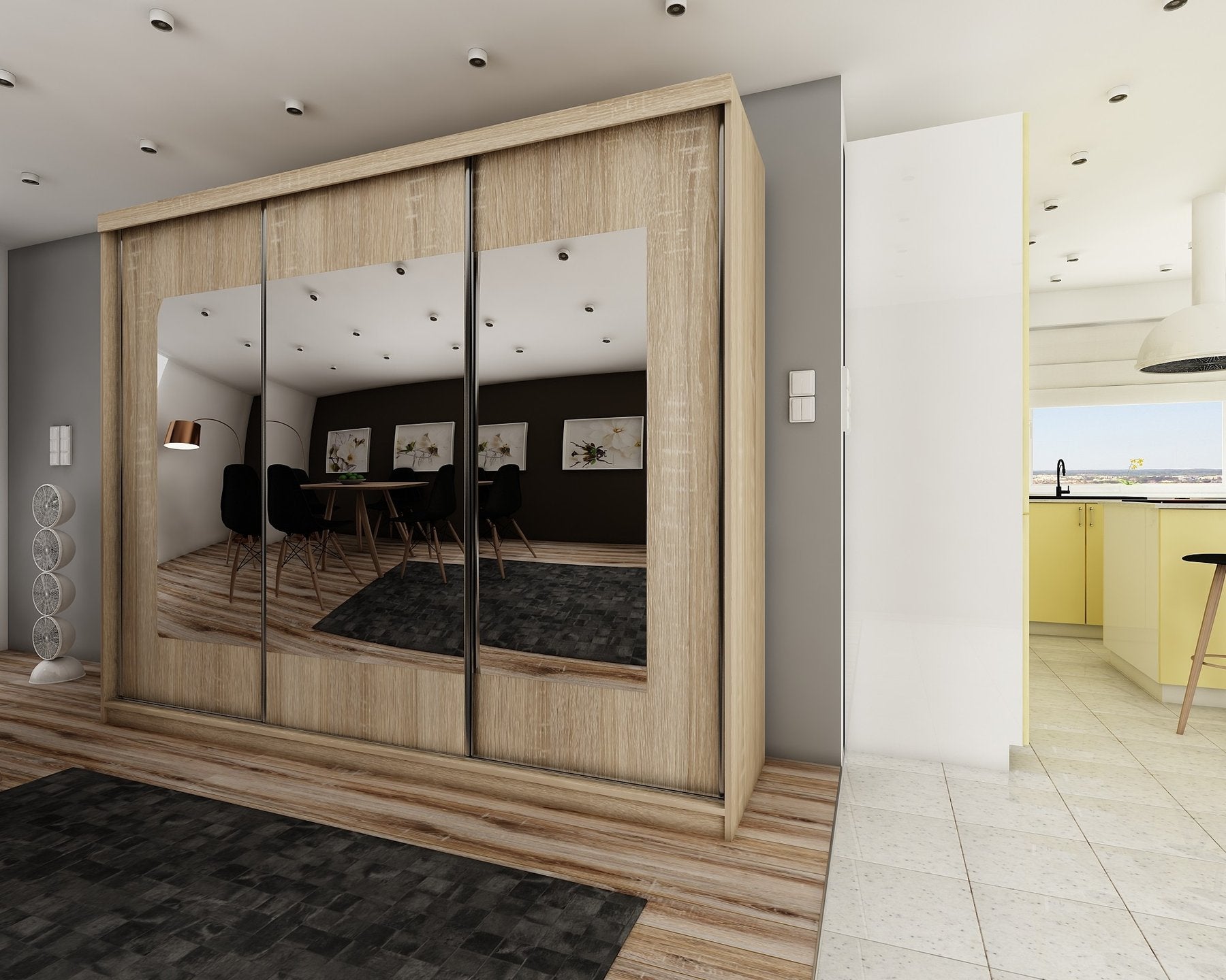 Kleiderschrankoberteil 6, 250 cm, 3 Farben. Farbe: Weiß; Maße: 205 x 200 x 62 cm