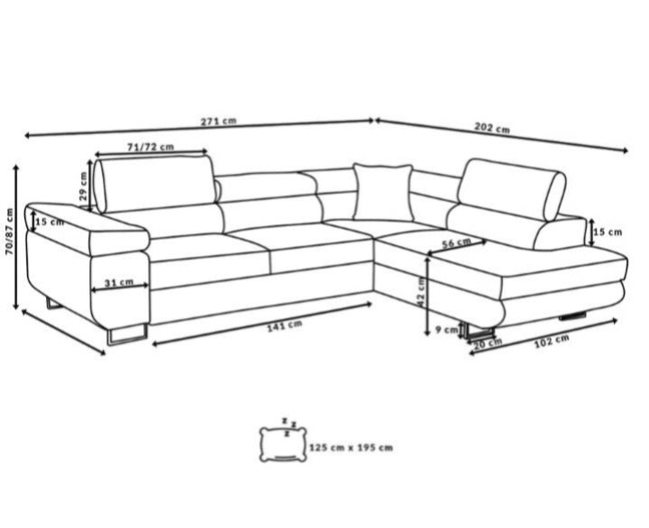 Ecksofa Tenaro L – formschön, mit Bettfunktion und leicht zu reinigendem Bouclé-Stoff.