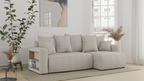 Tivano L-förmiges Ecksofa – Schlaffunktion, Bettkasten, seitliches Regal, Cordbezug