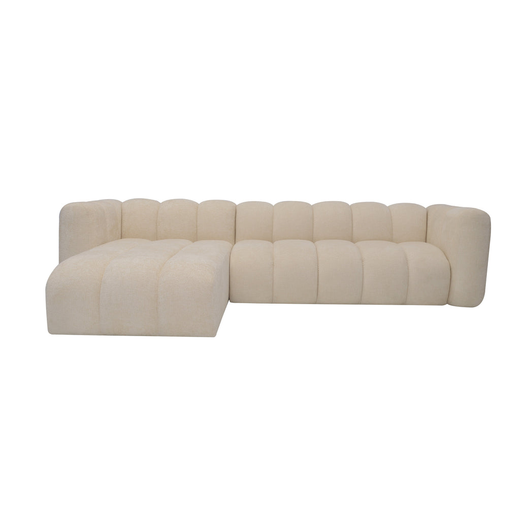 Valenzo L-förmiges Ecksofa - modulares, gestepptes, stilvolles Sofa aus Chenille-Stoff.