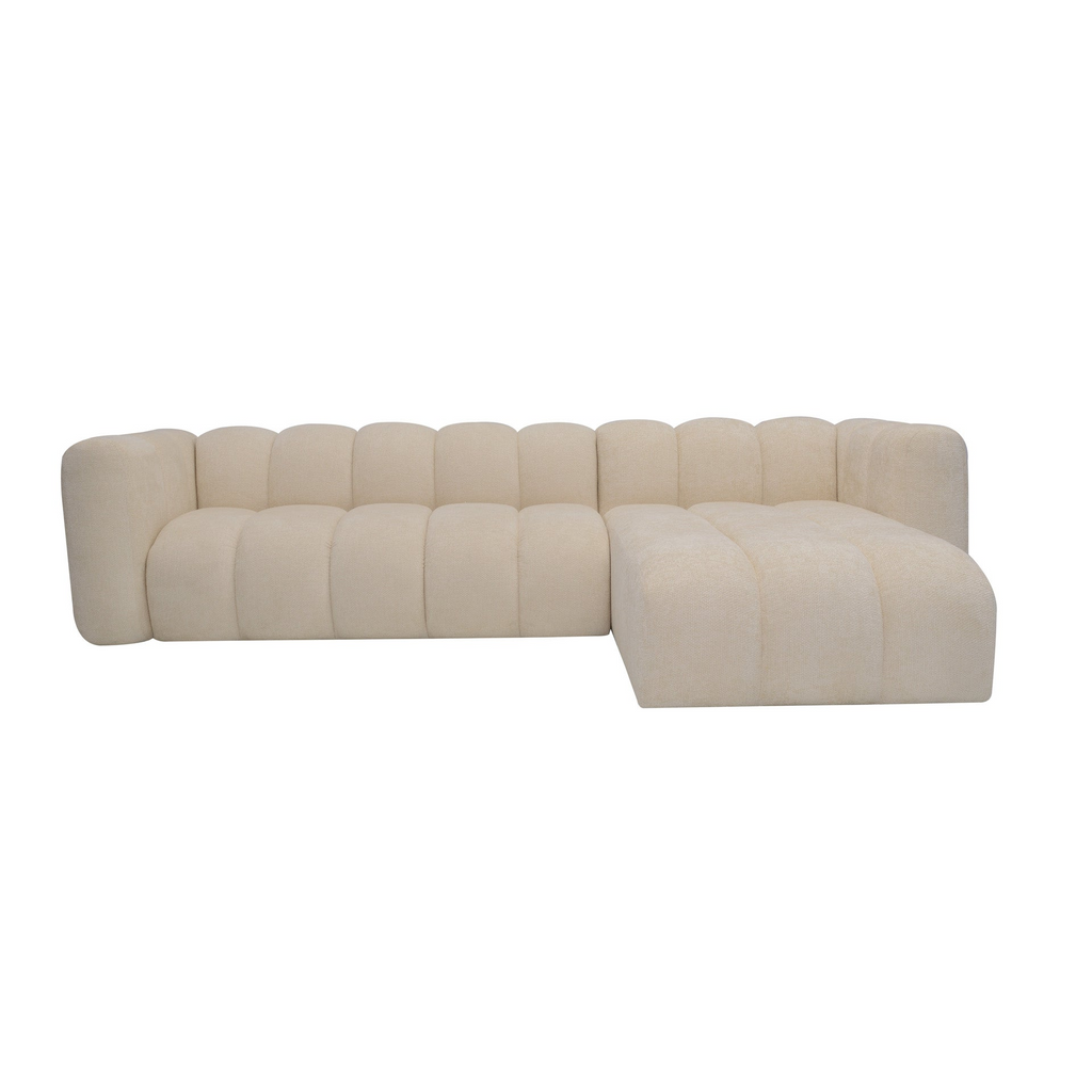 Valenzo L-förmiges Ecksofa - modulares, gestepptes, stilvolles Sofa aus Chenille-Stoff.