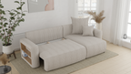Tivano L-förmiges Ecksofa – Schlaffunktion, Bettkasten, seitliches Regal, Cordbezug