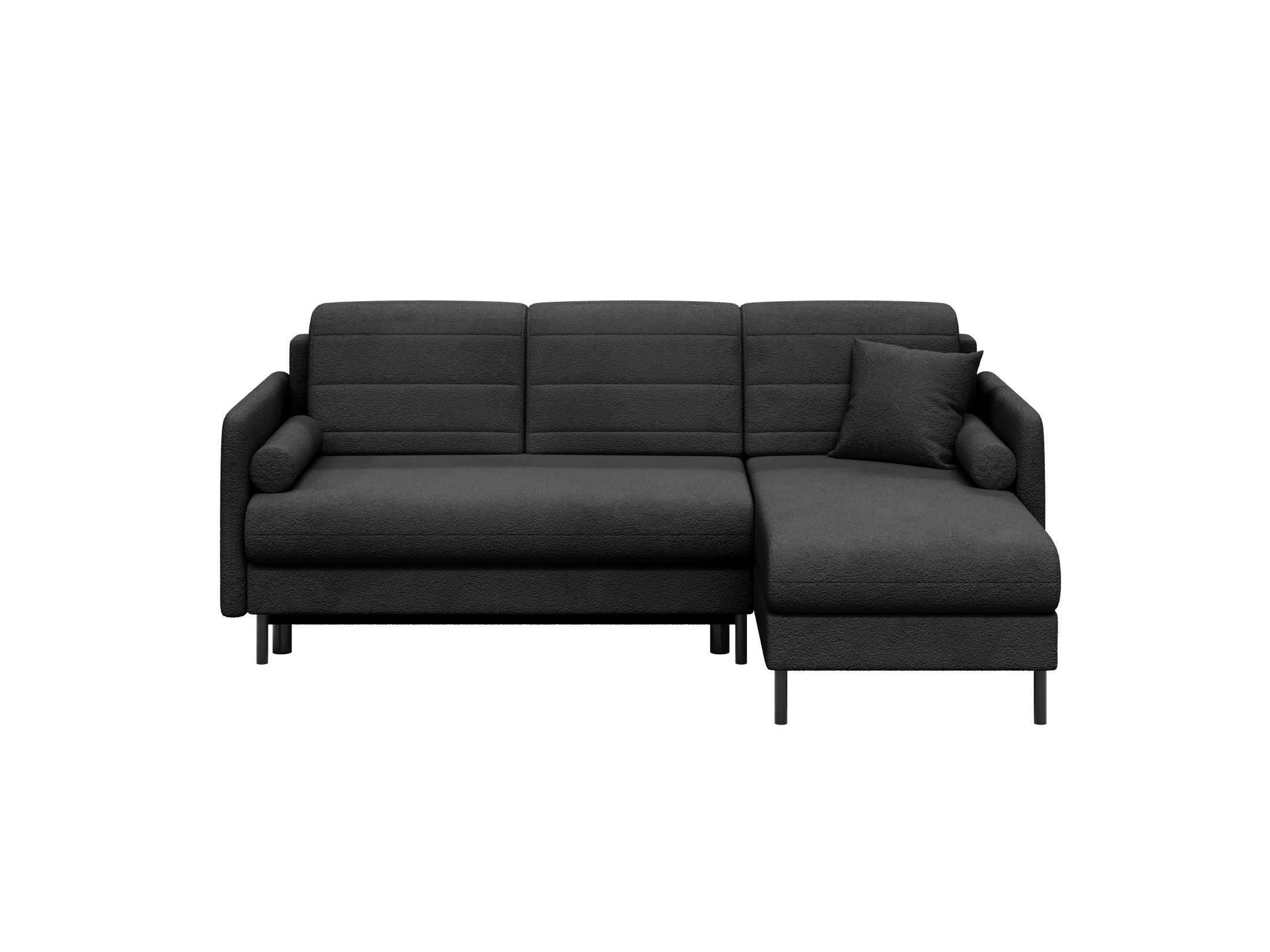 Bellari L-förmiges Ecksofa, universelle Seite mit Schlaffunktion und Bettkasten, Abriamo Bouclé-Stoff